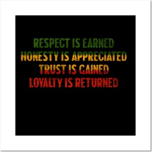 Motivational, Respect is Earned, Rasta Colors Posters and Art